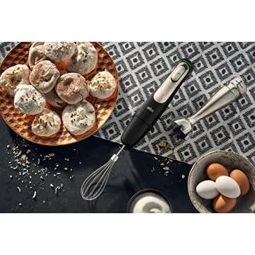 Braun 5-in-1 Immersion Hand Blender, Powerful 700W Stainless Steel Stick Blender, Variable Speed + 6-Cup Food Processor, Ice Crusher, Whisk, Beaker, Masher, Faster, Finer Blending, MultiQuick MQ9097