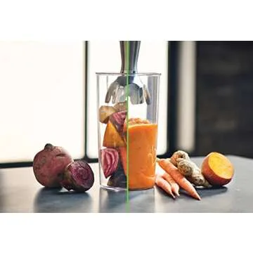 Braun 5-in-1 Immersion Hand Blender, Powerful 700W Stainless Steel Stick Blender, Variable Speed + 6-Cup Food Processor, Ice Crusher, Whisk, Beaker, Masher, Faster, Finer Blending, MultiQuick MQ9097