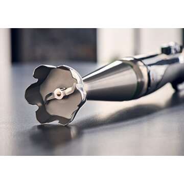 Braun 5-in-1 Immersion Hand Blender, Powerful 700W Stainless Steel Stick Blender, Variable Speed + 6-Cup Food Processor, Ice Crusher, Whisk, Beaker, Masher, Faster, Finer Blending, MultiQuick MQ9097