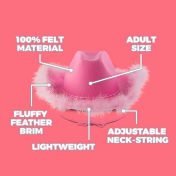 Stylish Pink Cowgirl Hat with Feather Boa for Events