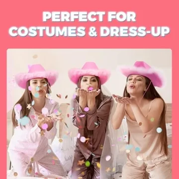 Stylish Pink Cowgirl Hat with Feather Boa for Events