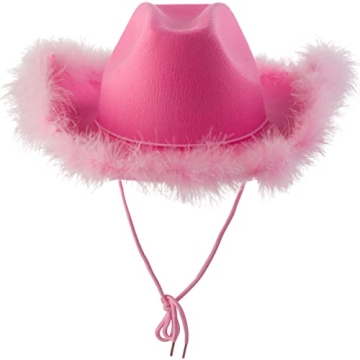 Stylish Pink Cowgirl Hat with Feather Boa for Events
