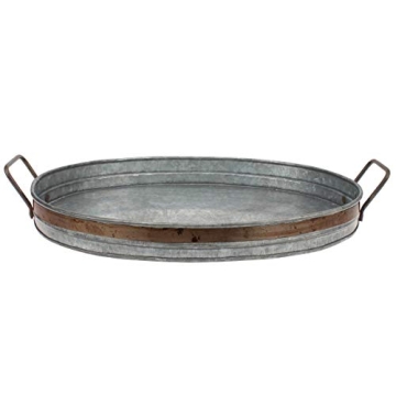 Stonebriar Galvanized Metal Serving Tray - Rustic Butler Tray for Any Occasion
