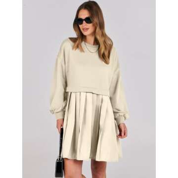 Oversized ANRABESS Sweatshirts Dress for Casual Style