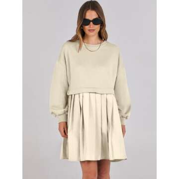 Oversized ANRABESS Sweatshirts Dress for Casual Style