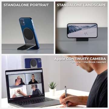 Rolling Square Edge Pro Tablet Kit - Mount Tablet and Phone Magnetic Holder, Smartworking & Productivity Stand Accessory, Compatible with MagSafe, Compatible with Any Tablet or Phone, Black