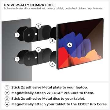 Rolling Square Edge Pro Tablet Kit - Mount Tablet and Phone Magnetic Holder, Smartworking & Productivity Stand Accessory, Compatible with MagSafe, Compatible with Any Tablet or Phone, Black