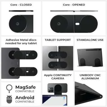 Rolling Square Edge Pro Tablet Kit - Mount Tablet and Phone Magnetic Holder, Smartworking & Productivity Stand Accessory, Compatible with MagSafe, Compatible with Any Tablet or Phone, Black
