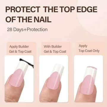 Vansiho French Tip Press on Nails, 150Pcs Long Square Pink Gel Nail Tips, French Square 3 in 1 Pre-French Gel Tips, Fake Nails for Nail Art DIY 15 Sizes