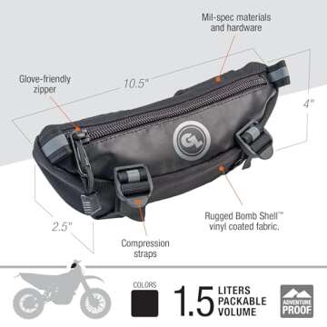 Giant Loop Zigzag Handlebar Bag - 1.5L Waterproof Pouch for Motorbikes