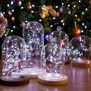 SINAMER 12-Pack LED Fairy Lights 7 Feet Battery Powered Waterproof Silver Wire 20 Slim Copper Wire Pastel Lights for DIY Wedding Party Bedroom Patio Easter Christmas (White)