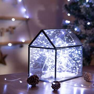 SINAMER 12-Pack LED Fairy Lights 7 Feet Battery Powered Waterproof Silver Wire 20 Slim Copper Wire Pastel Lights for DIY Wedding Party Bedroom Patio Easter Christmas (White)