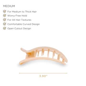 TELETIES - Medium Flat Round Clip - Strong Grip, Bendable Teeth, Comfortable Curved Design - Ideal f...