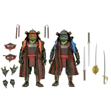 NECA Teenage Mutant Ninja Turtles 3 Movie Turtles in Time Collectible Action Figures 1:7 Scale Leona...