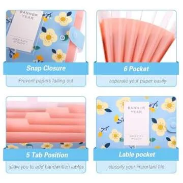 SKYDUE Floral Accordion File Folder Organizer for Documents