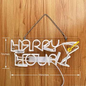 Neon Signs Cocktails Happy Hour Beer Bar Bedroom Art Light Handmade Glass Neon Lights Sign for Bedroom Home Office Hotel Pub Cafe Recreation Room Wall Decor Light