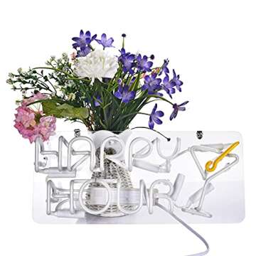 Neon Signs Cocktails Happy Hour Beer Bar Bedroom Art Light Handmade Glass Neon Lights Sign for Bedroom Home Office Hotel Pub Cafe Recreation Room Wall Decor Light