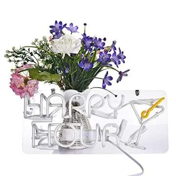 Neon Signs Cocktails Happy Hour Beer Bar Bedroom Art Light Handmade Glass Neon Lights Sign for Bedroom Home Office Hotel Pub Cafe Recreation Room Wall Decor Light