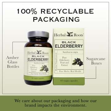 Herbal Roots Organic Black Elderberry Capsules | Max Strength | Made with Organic Sambucus | 60 Vegan Capsules