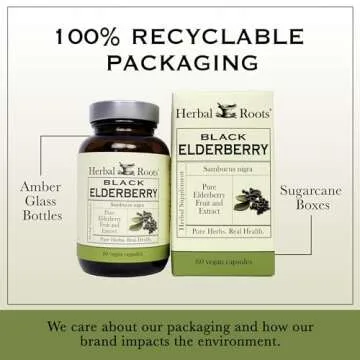 Herbal Roots Organic Black Elderberry Capsules | Max Strength | Made with Organic Sambucus | 60 Vegan Capsules