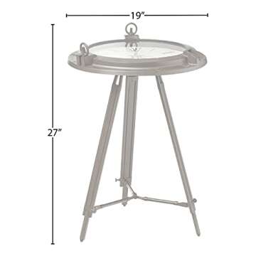 Urban Designs Industrial Porthole Metal Round Clock Coffee & End Table - Brown