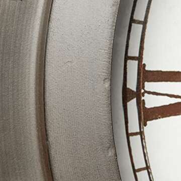 Urban Designs Industrial Porthole Metal Round Clock Coffee & End Table - Brown