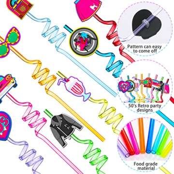 Skyley 50's Hip Hop Straws for Retro Party Fun