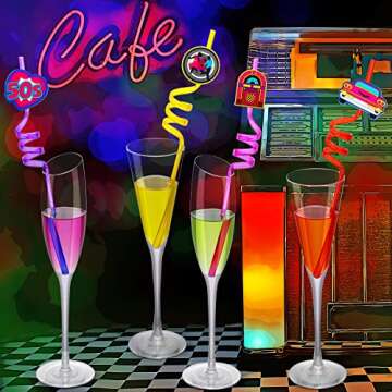 Skyley 50's Hip Hop Straws for Retro Party Fun