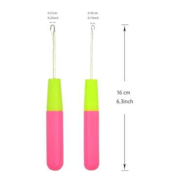 9 Pcs Bent Latch Hook Crochet Needle Set for Hair and Crafts
