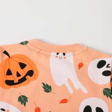 HILEELANG Toddler Girl Halloween Pumpkin Sweatshirt