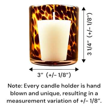 Hapton House Tortoise Shell Glass Candle Holder - Votive and Tealight Candle Holder - Leopard Print - Cheetah Print - Animal Print - Tortoiseshell - Candle Jar - Wedding - Holiday Decor