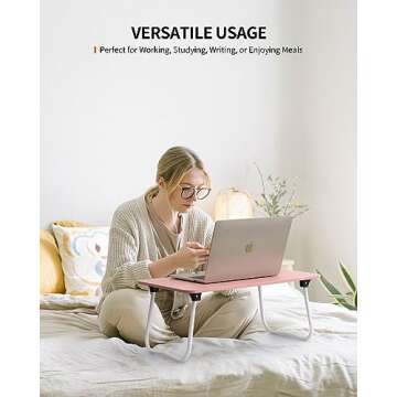 FISYOD Foldable Laptop Desk, Portable Lap Desk Bed Table, Lightweight Breakfast Table Tray Desk, Lap...