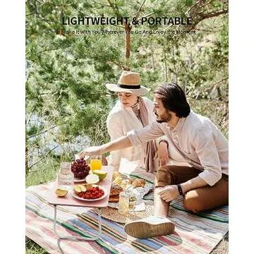 FISYOD Foldable Laptop Desk, Portable Lap Desk Bed Table, Lightweight Breakfast Table Tray Desk, Laptop Stand, Mini Table for Working Writing Drawing Eating Picnic-Pink