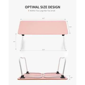 FISYOD Foldable Laptop Desk, Portable Lap Desk Bed Table, Lightweight Breakfast Table Tray Desk, Laptop Stand, Mini Table for Working Writing Drawing Eating Picnic-Pink