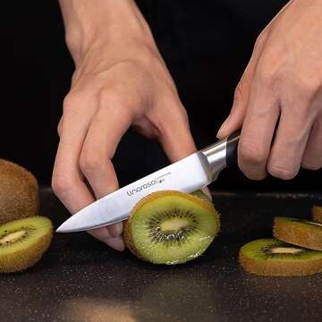 linoroso Paring Knife 3.5 inch Small Kitchen Knife with Elegant Gift Box, Sharp Forged German Carbon Stainless Steel Fruit Knife, Full Tang, Ergonomic Handle-Classic Series