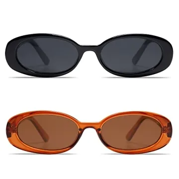 VANLINKER 90s Retro Polarized Oval Sunglasses Pack