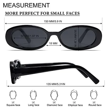 VANLINKER 90s Retro Polarized Oval Sunglasses Pack