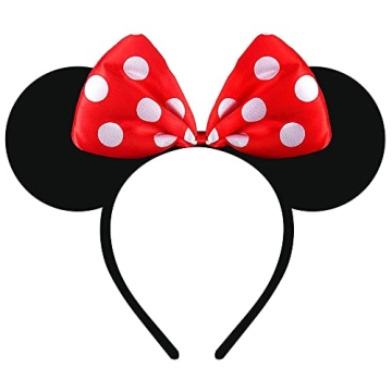 Nixxe Women Girls Disney Micky Mouse Polka Dot Headband with Bow Fancy Dress Costume Minnie Mouse Bi...