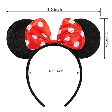 Nixxe Women Girls Disney Micky Mouse Polka Dot Headband with Bow Fancy Dress Costume Minnie Mouse Birthday Party Supplies