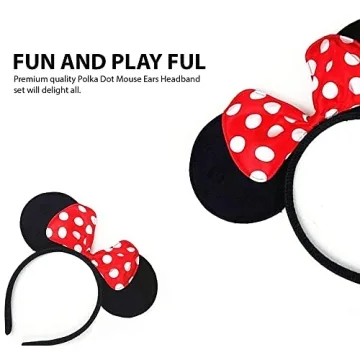 Nixxe Women Girls Disney Micky Mouse Polka Dot Headband with Bow Fancy Dress Costume Minnie Mouse Birthday Party Supplies