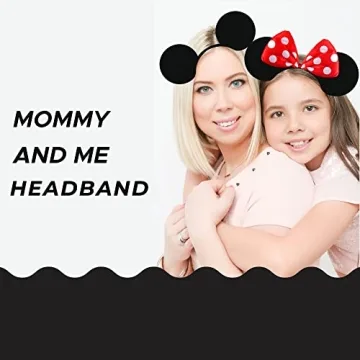 Nixxe Women Girls Disney Micky Mouse Polka Dot Headband with Bow Fancy Dress Costume Minnie Mouse Birthday Party Supplies