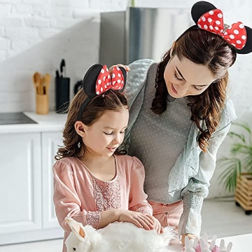 Nixxe Women Girls Disney Micky Mouse Polka Dot Headband with Bow Fancy Dress Costume Minnie Mouse Birthday Party Supplies