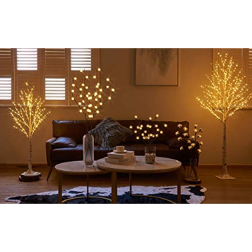 LITBLOOM 4FT Lighted Birch Twig Tree with 200 LEDs