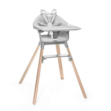 Stokke Clikk High Chair, Cloud Grey - All-in-One High Chair with Tray + Harness - Light, Durable & T...
