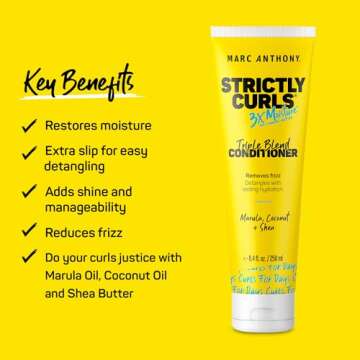 Marc Anthony Curly Hair Conditioner, Strictly Curls - 3x Moisture For Curl Defining & Enhancing - Shea Butter, Marula Oil, Aloe Vera & Coconut Cream - Sulfate Free & Color Safe For Dry Damaged Hair