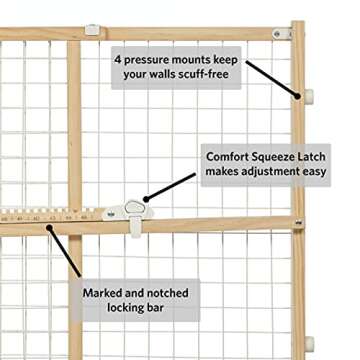 MidWest Homes for Pets Wire Mesh Pet Safety Gate, Pressure Mounted Dog Gate Measures 24 Inches Tall & Expands to 27-41.5 Inches Wide, Natural Wood & White Powder Coated Wire Mesh