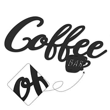 Coffee Bar Wall Sign Metal Hanging Sign Vintage Black Coffee Cup Letter Decor Hot Cocoa Bar Supplies...