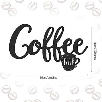Coffee Bar Wall Sign Metal Hanging Sign Vintage Black Coffee Cup Letter Decor Hot Cocoa Bar Supplies Farmhouse Kitchen Wall Art Decor(Simple Style)