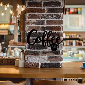 Coffee Bar Wall Sign Metal Hanging Sign Vintage Black Coffee Cup Letter Decor Hot Cocoa Bar Supplies Farmhouse Kitchen Wall Art Decor(Simple Style)