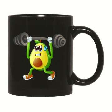 Fitness Lover's Cartoon Avocado Coffee Mug